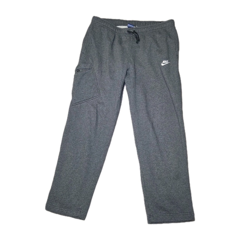 Nike‎ Fleece Sweatpants Men's XL Gray Cargo Pocket Drawstring Athletic Jogger